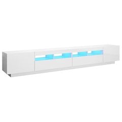 vidaXL telerialus LED-tuledega, kõrgläikega valge, 260 x 35 x 40 cm цена и информация | Тумбы под телевизор | kaup24.ee