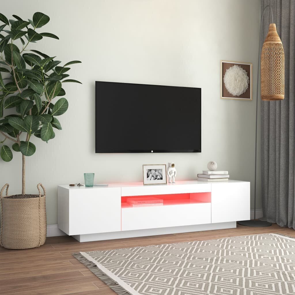 vidaXL telerialus LED-tuledega, valge, 160 x 35 x 40 cm hind ja info | TV alused | kaup24.ee