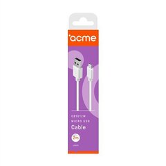 Acme CB1012W Micro USB, USB A, 2 m, Whit цена и информация | Кабели для телефонов | kaup24.ee