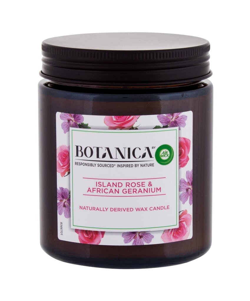 Lõhnaküünal Botanica Eksootiline roos ja Aafrika geraanium, 205 g цена и информация | Küünlad, küünlajalad | kaup24.ee