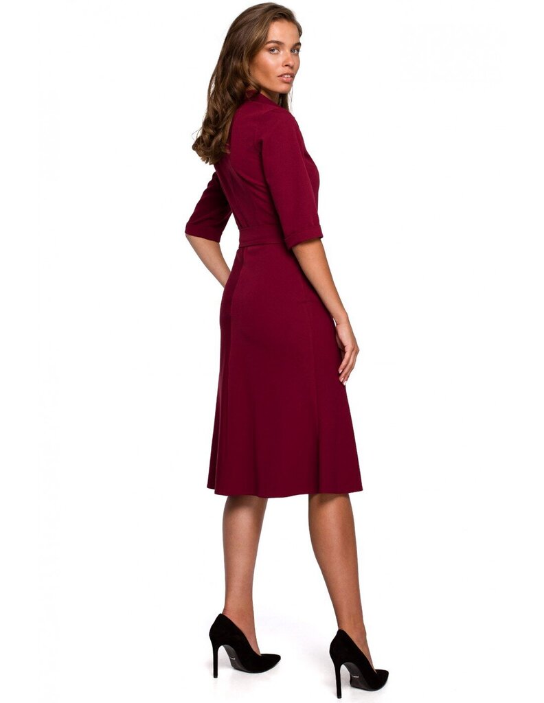 S230 Suurte taskutega kleit - Burgundia värvi hind ja info | Kleidid | kaup24.ee