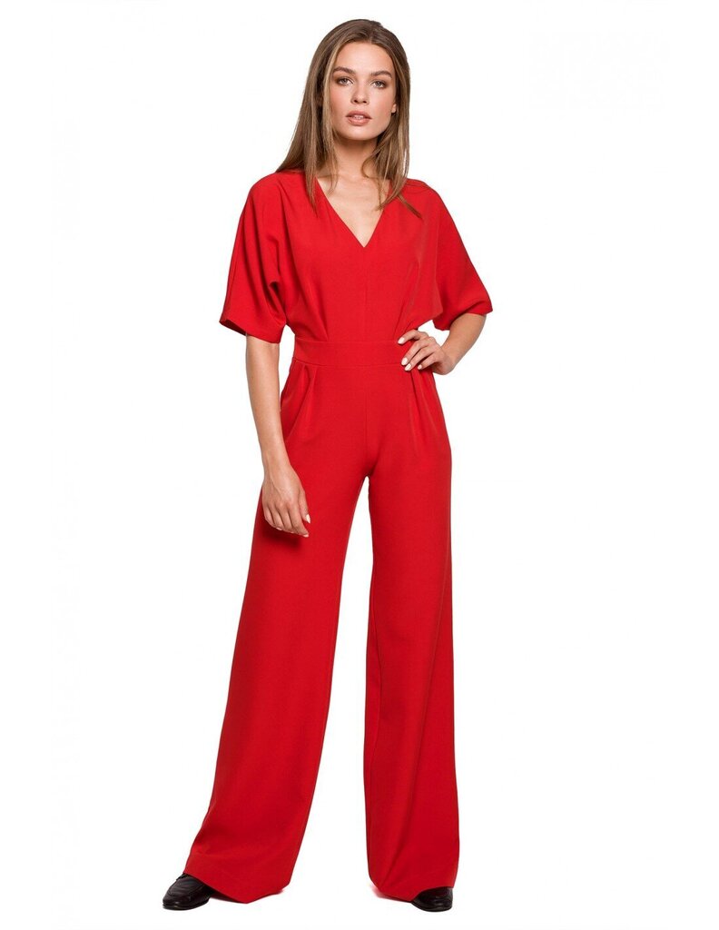S285 laiade säärtega kombinesoon - punane hind ja info | Naiste pükskostüümid | kaup24.ee
