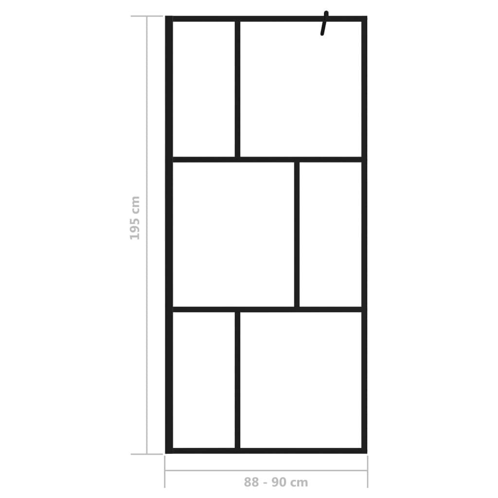 vidaXL dušinurga sein, karastatud klaas, must, 90 x 195 cm цена и информация | Dušikabiinide uksed ja seinad | kaup24.ee