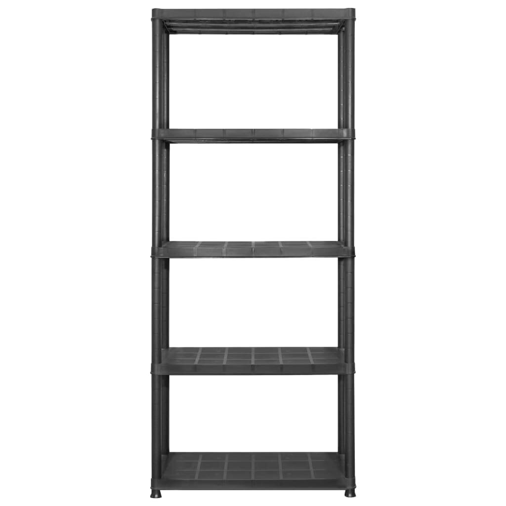 vidaXL hoiuriiul, 5-korruseline, must, 213 x 38 x 170 cm, plast hind ja info | Riiulid tööriistadele | kaup24.ee