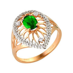 Золотое кольцо с бриллиантом и изумрудом 09SC5000638 09SC5000638 цена и информация | Кольцо | kaup24.ee