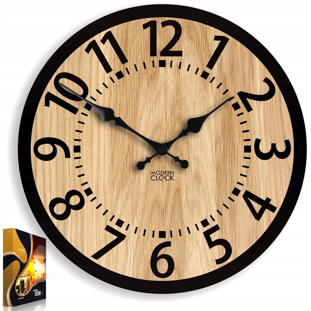 Tammepuidust seinakell ModernClock 33cm hind ja info | Kellad | kaup24.ee