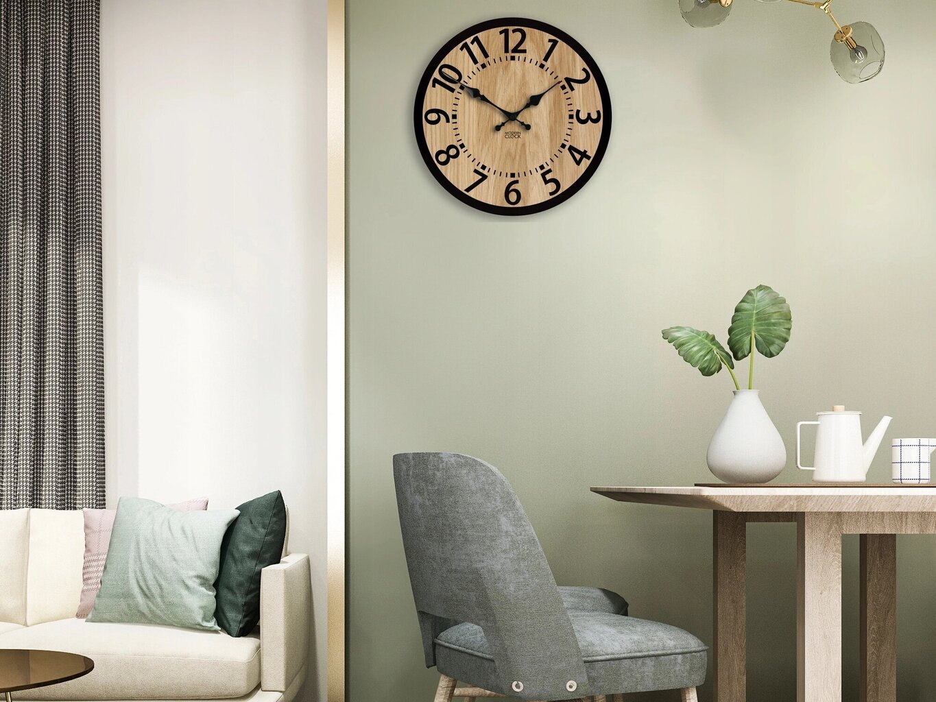 Tammepuidust seinakell ModernClock 33cm hind ja info | Kellad | kaup24.ee