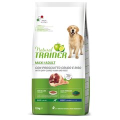 Koerte kuivtoit Natural trainer maxi adult with ham singiga, suurt tõugu koertele, 12 kg hind ja info | Kuivtoit koertele | kaup24.ee