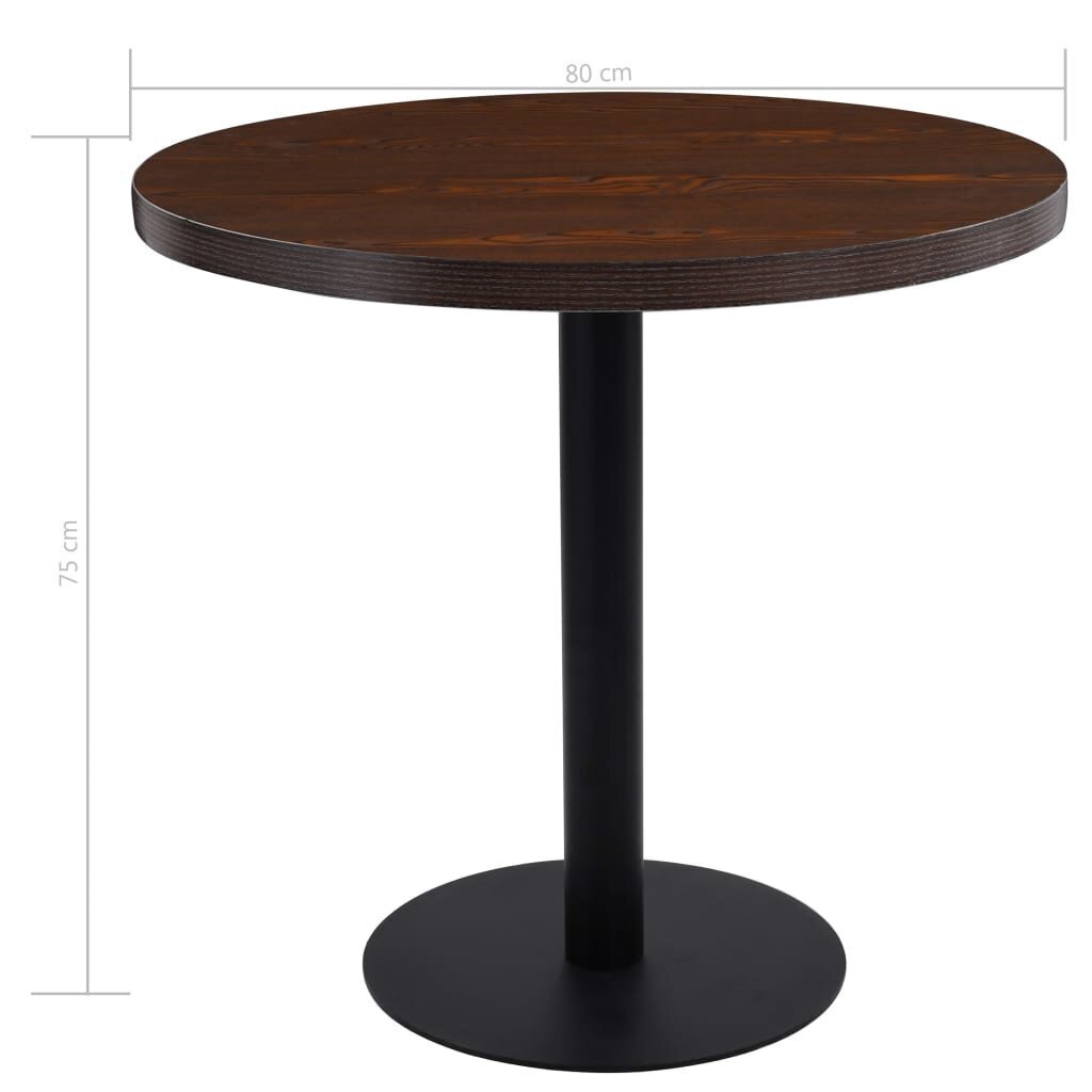 vidaXL bistroolaud, tumepruun, 80 cm, MDF hind ja info | Köögi- ja söögilauad | kaup24.ee