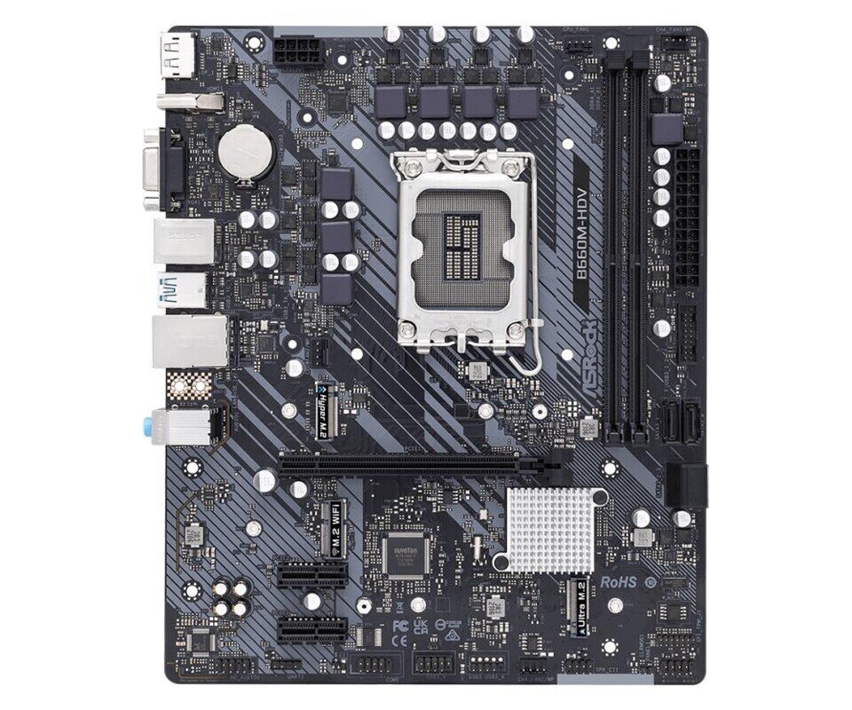 Põhiplaat|ASROCK|Intel B660|LGA1700|MicroATX|Mälu DDR4|Mälupesad 2|2xPCI-Express 3.0 1x|1xPCI-Express 4.0 16x|2xM.2|1x15pin D-sub|1xHDMI|1xDisplayPort цена и информация | Protsessorid (CPU) | kaup24.ee