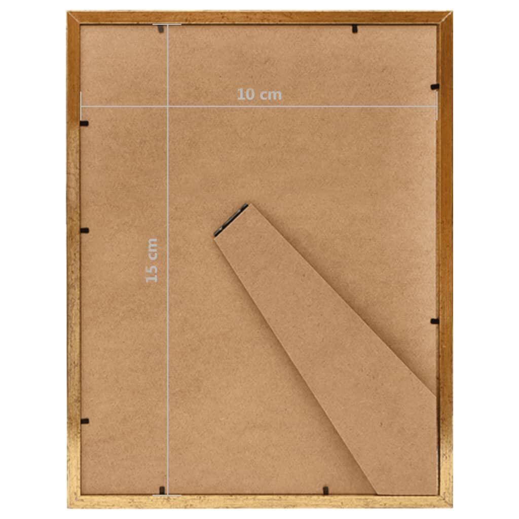 vidaXL pildiraamikomplekt seinale või lauale, kuldne, 10x15 cm, MDF hind ja info | Pildiraamid | kaup24.ee