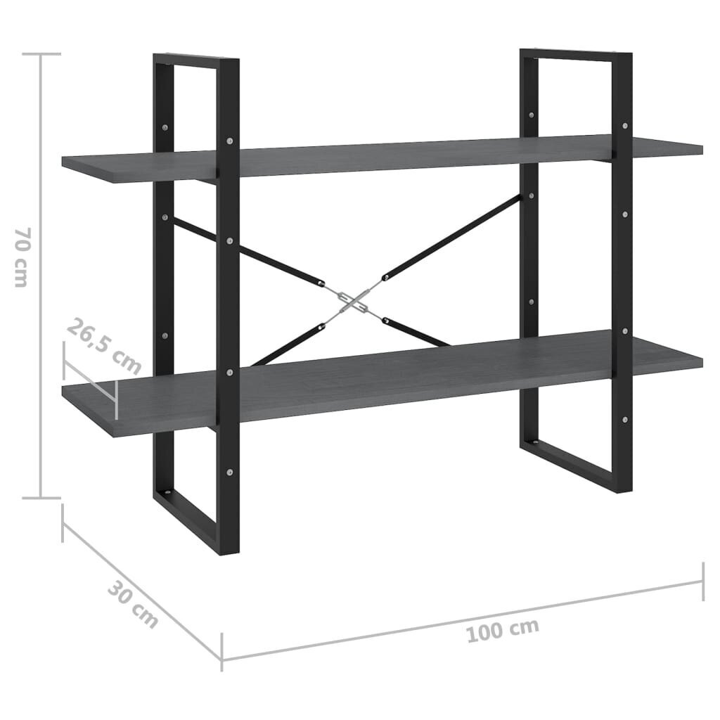 vidaXL 2-korruseline raamaturiiul, 100 x 30 x 70 cm, hall, männipuit hind ja info | Riiulid | kaup24.ee