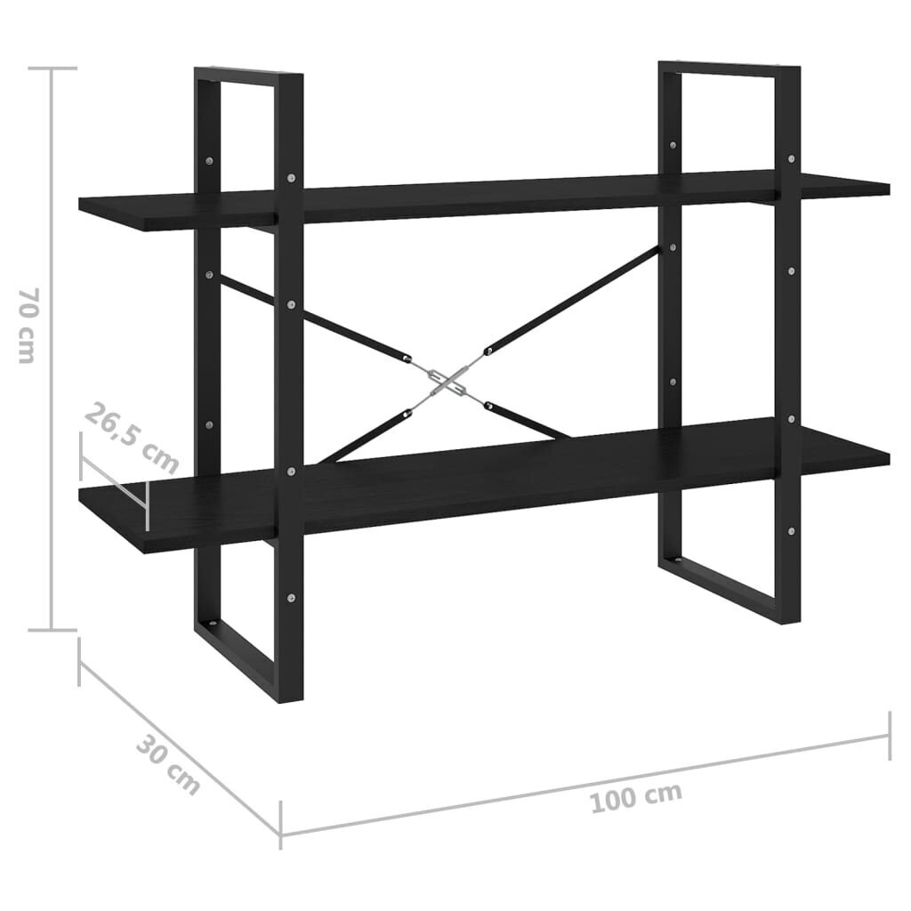 vidaXL 2-korruseline raamaturiiul, 100 x 30 x 70 cm, must, männipuit цена и информация | Riiulid | kaup24.ee