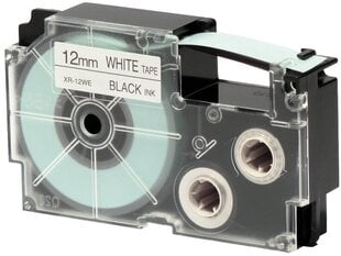 Лента для этикеток Casio XR-12WE, совместимая с Dore, черный и белый цвет цена и информация | Аксессуары для принтера | kaup24.ee