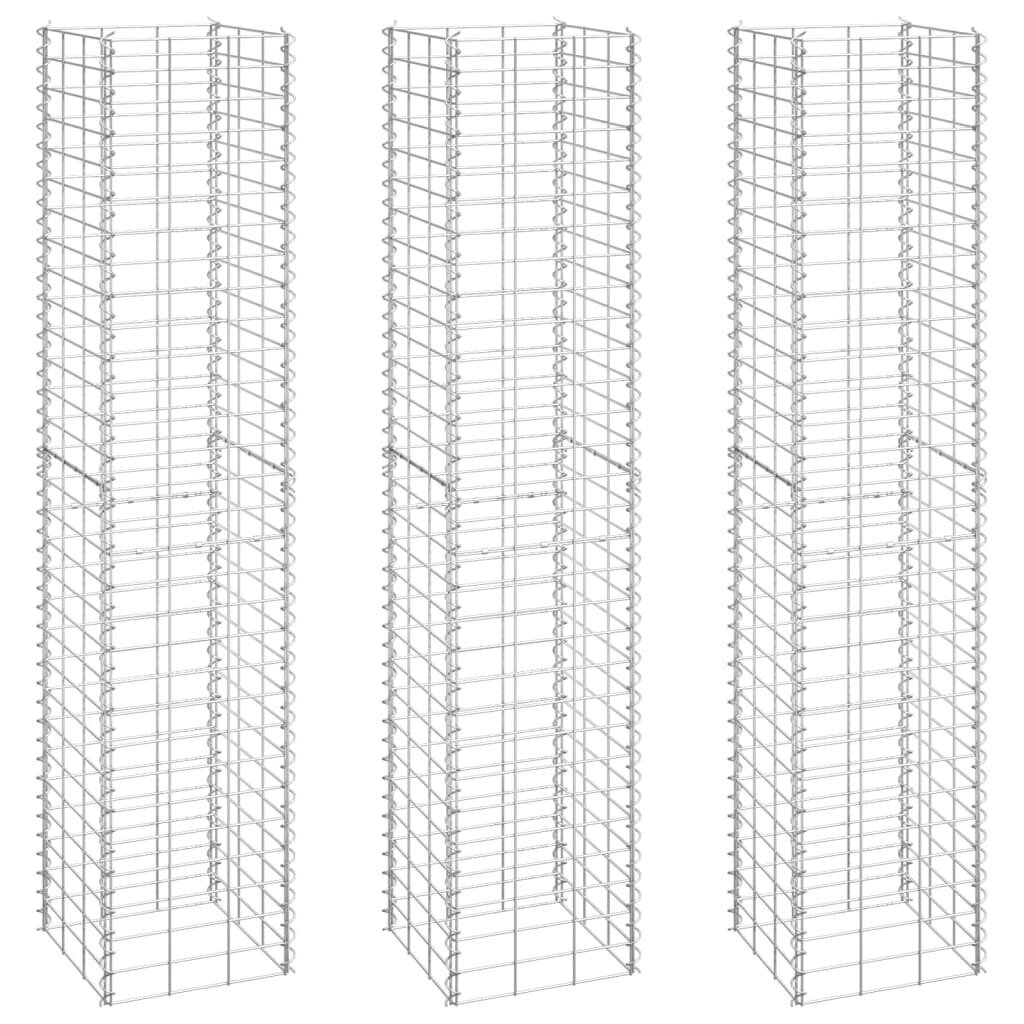 vidaXL gabioon taimelavad 3tk, 30 x 30 x 150 cm, raud цена и информация | Istutus- ja turbapotid | kaup24.ee