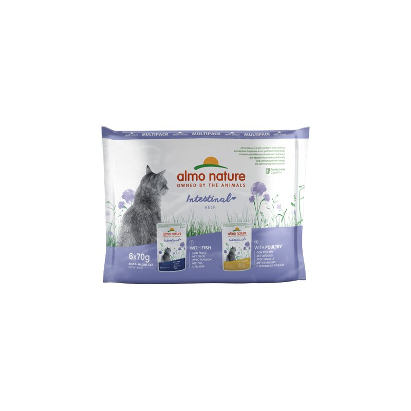 Almo Nature Holistic Functional Digestive Help Multipack tundlike seedesüsteemidega kassidele, kala ja kodulinnuga, 6x70 g hind ja info | Konservid kassidele | kaup24.ee