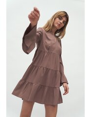 Платье из вискозы с воланами цвета мокка - S180 цена и информация | Платья | kaup24.ee