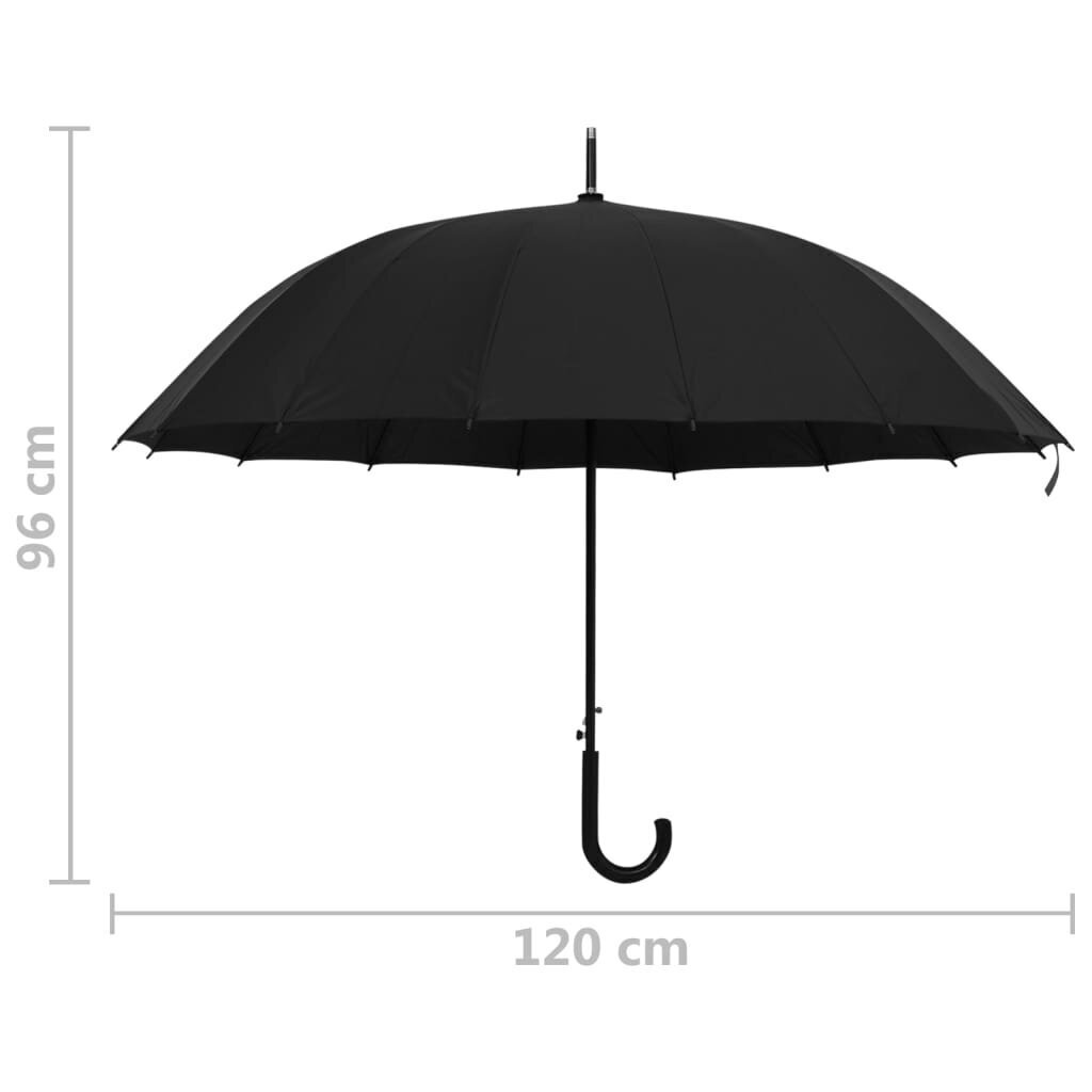 vidaXL automaatne vihmavari, must, 120 cm цена и информация | Naiste vihmavarjud | kaup24.ee