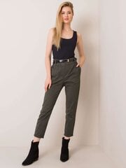 Khakivärvi kõrge vöökohaga püksid. hind ja info | Naiste püksid | kaup24.ee