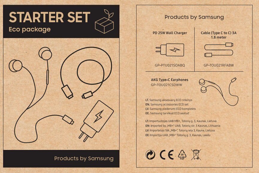 Samsung Starter Set Eco Package hind ja info | Mobiiltelefonide laadijad | kaup24.ee