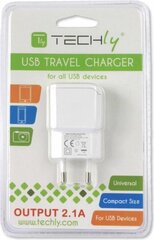 Laadija Techly USB 5V 2.1A, valge hind ja info | Mobiiltelefonide laadijad | kaup24.ee