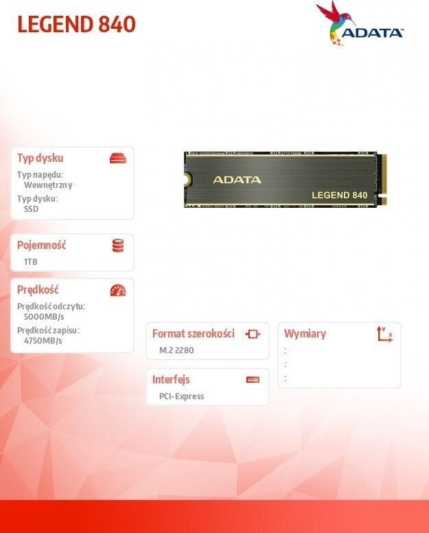 ADATA ALEG-840-1TCS цена и информация | Sisemised kõvakettad (HDD, SSD, Hybrid) | kaup24.ee