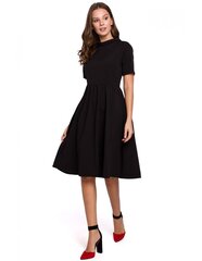K028 Pööratud kraega kleit - must hind ja info | Kleidid | kaup24.ee
