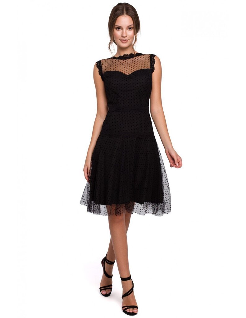 K030 Täppidega laienev kleit - must hind ja info | Kleidid | kaup24.ee