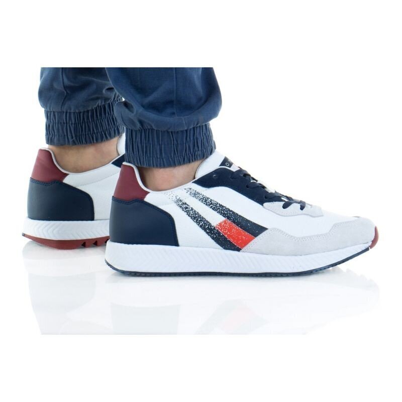 Meeste tossud Tommy Hilfiger Track Cleat Mix Runner M EMOEMO0872 OGY, valge цена и информация | Spordi- ja vabaajajalatsid meestele | kaup24.ee