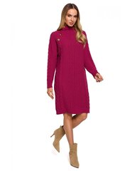 Платье-свитер с воротником-стойкой на пуговицах M635, розовое цена и информация | Платье | kaup24.ee