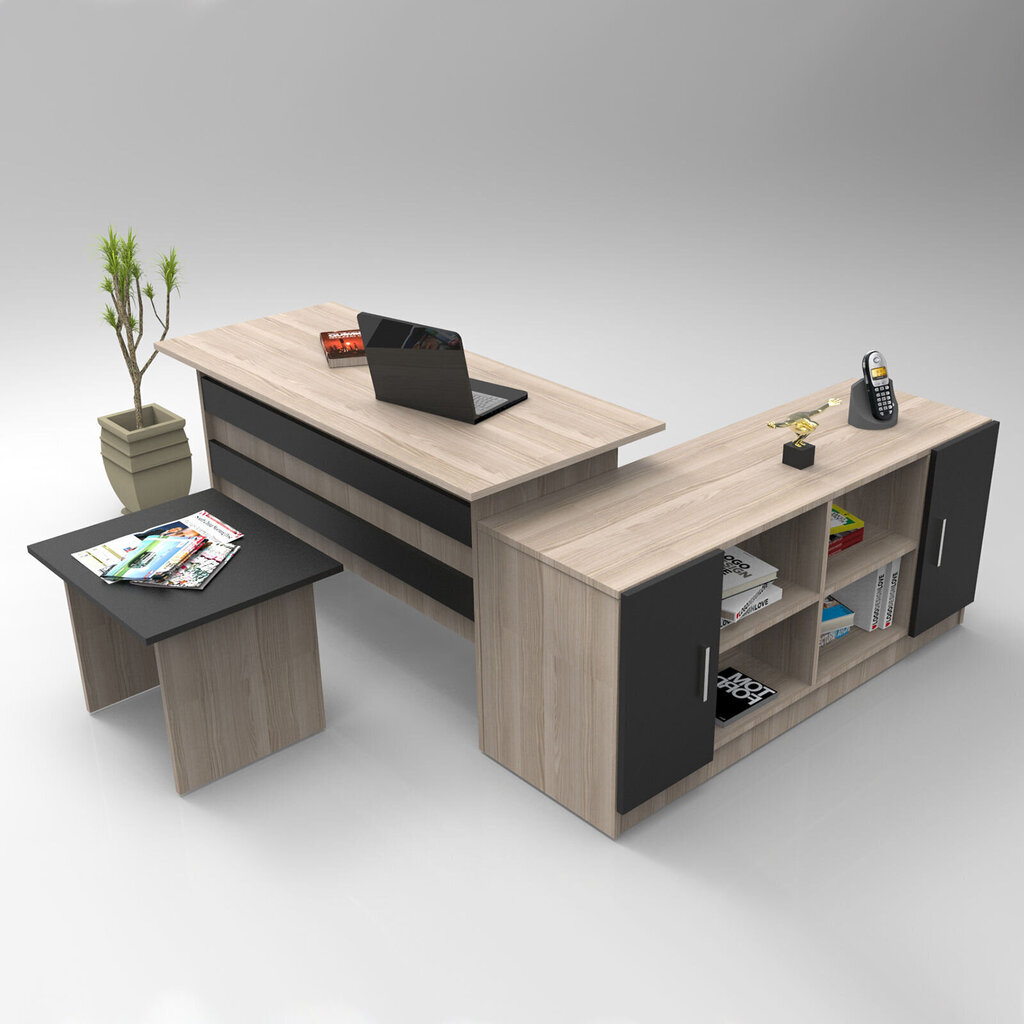 Mööblikomplekt Kalune Design VO10, pruun/must hind ja info | Arvutilauad, kirjutuslauad | kaup24.ee