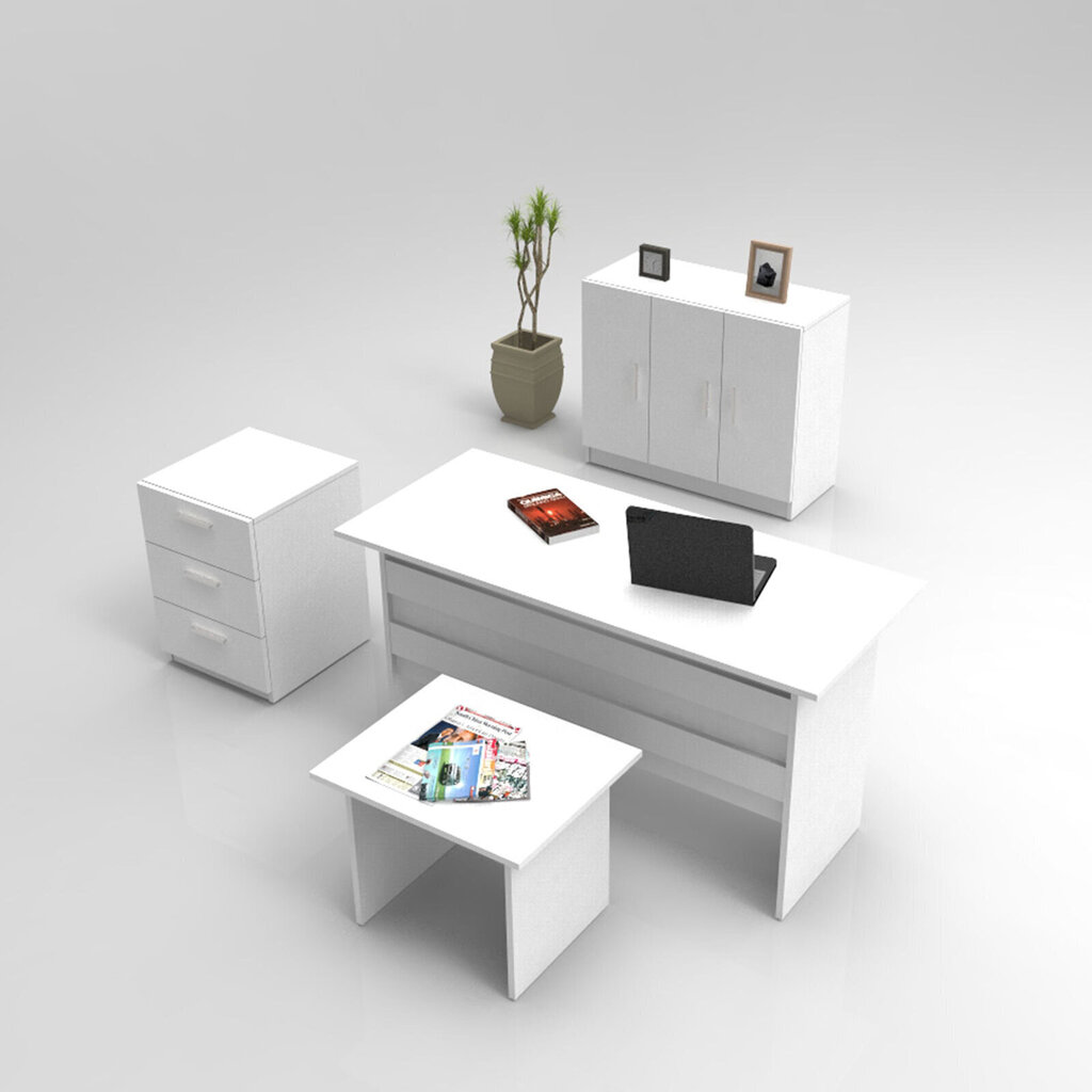 Mööblikomplekt Kalune Design VO12, valge цена и информация | Arvutilauad, kirjutuslauad | kaup24.ee