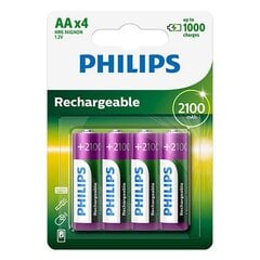 Laetavad patareid Philips A4 1.2V 2100 mAh, 4 tk hind ja info | Patareid | kaup24.ee