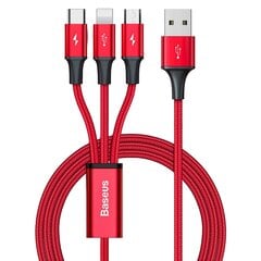 Baseus 3-in-1 cable with USB terminals - USB Type C / Lightning / micro USB 1.2 m, 3.5A red (CAJS000009) цена и информация | Кабели для телефонов | kaup24.ee