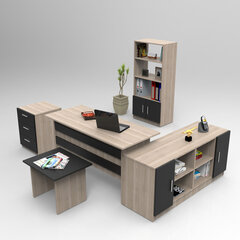 Mööblikomplekt Kalune Design VO15, pruun / must hind ja info | Arvutilauad, kirjutuslauad | kaup24.ee