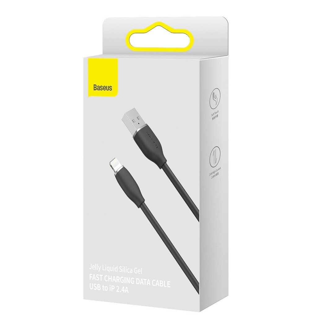 Baseus cable, USB cable - Lightning 2.4A, length 2 m Jelly Liquid Silica Gel - black цена и информация | Mobiiltelefonide kaablid | kaup24.ee