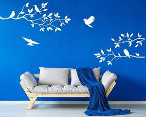 Seinakleebis keskkonnasõbralikust vinüülist – linnud ja puuoksad, 110 x 82 cm, valge hind ja info | Seinakleebised | kaup24.ee