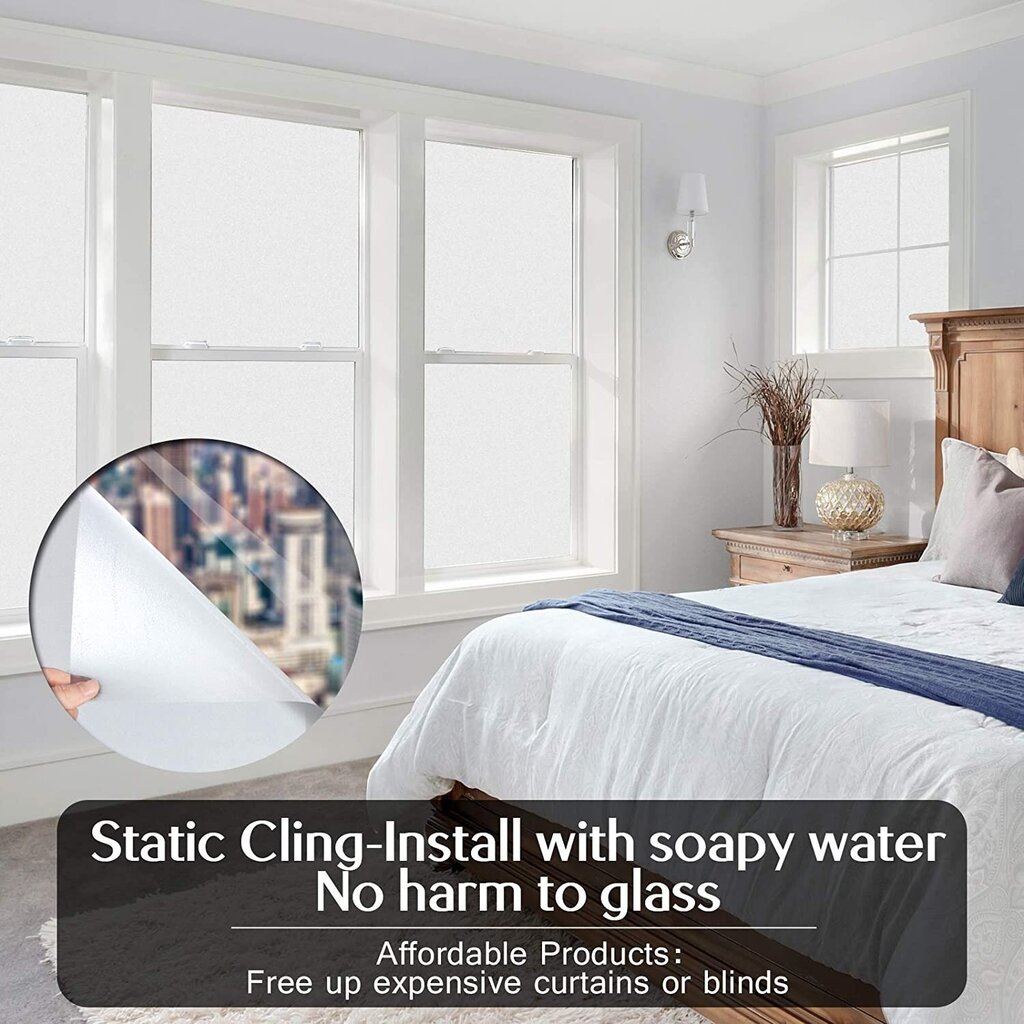 Privaatsuskile, eemaldatav klaaskate vannitoa jaoks, läbipaistmatu, staatiline, kuumuse reguleerimise uksekleebis, mittekleepuv (mattvalge, 44,5 x 200 cm) hind ja info | Seinakleebised | kaup24.ee