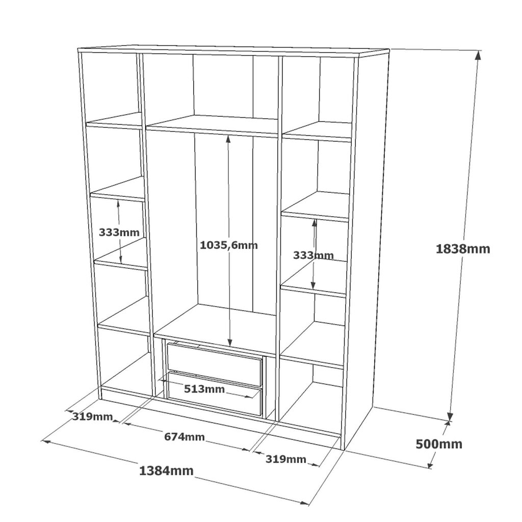 Riidekapp Kalune Design HM2, hall hind ja info | Kapid | kaup24.ee