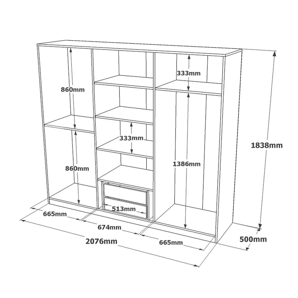 Riidekapp Kalune Design HM3, hall цена и информация | Kapid | kaup24.ee