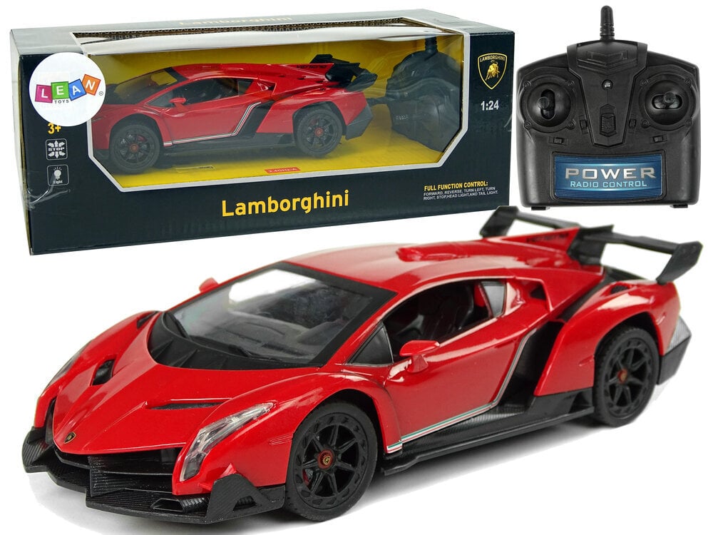 Raadioteel juhitav sportauto Lamborghini, punane цена и информация | Poiste mänguasjad | kaup24.ee