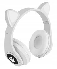 Valged juhtmevabad Bluetooth-kõrvaklapid koos helendavate kassikõrvadega lastele. цена и информация | Наушники | kaup24.ee