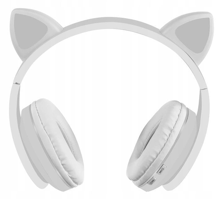 Valged juhtmevabad Bluetooth-kõrvaklapid koos helendavate kassikõrvadega lastele. hind ja info | Kõrvaklapid | kaup24.ee