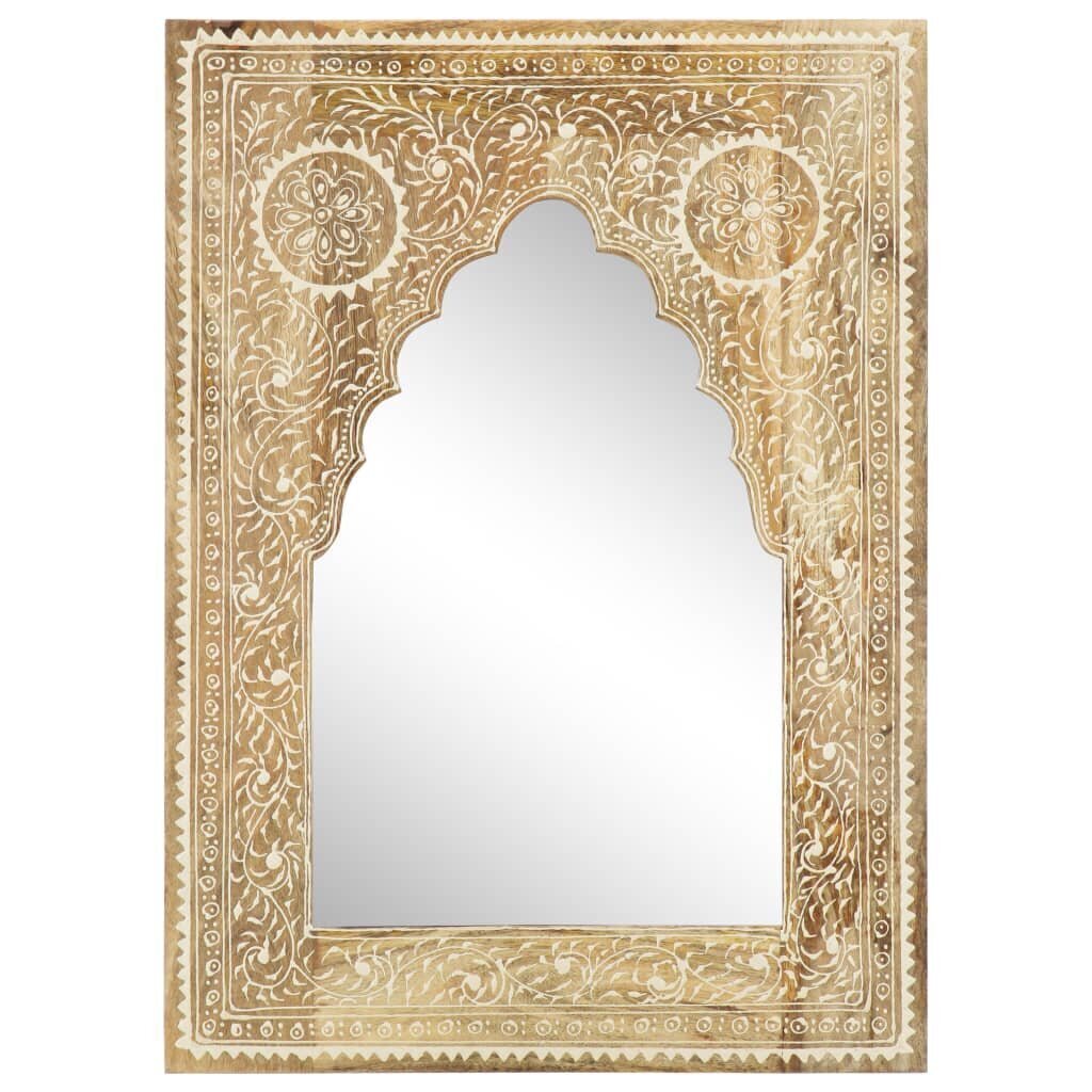 vidaXL käsitsi maalitud raamiga peegel, 40x55 cm, täismangopuit hind ja info | Peeglid | kaup24.ee