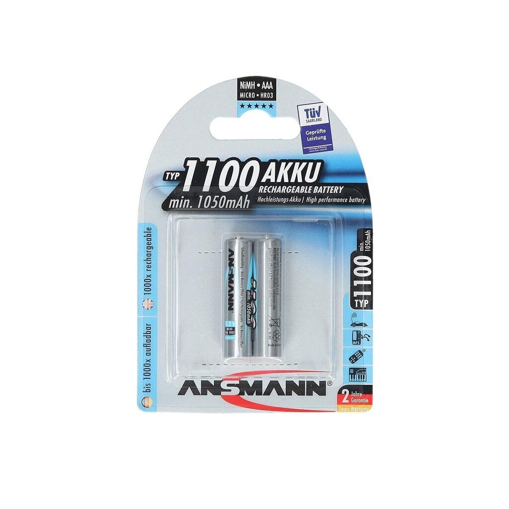 Taaslaetav aku 5035222 AAA NiMH 2x1100mAh цена и информация | Akud, patareid fotoaparaatidele | kaup24.ee