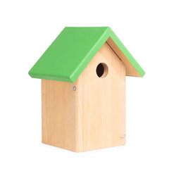 Linnumaja väikelindudele, 19,5 x 16 x 25,5H, helerohelise katusega hind ja info | Pesakastid, söötjad ja puurid | kaup24.ee