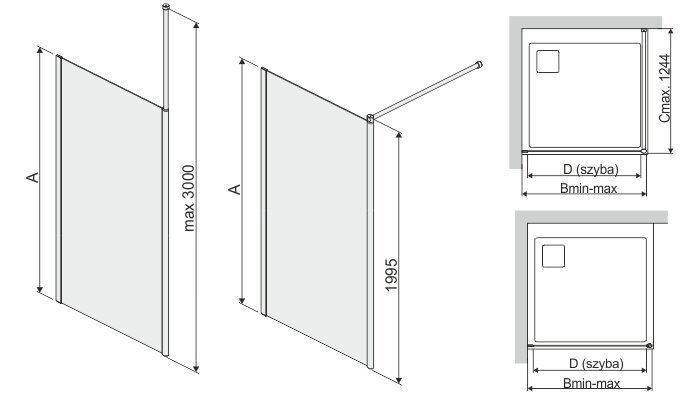 Walk-In dušikabiin Sanplast Prestige III P/PR III 100s, manhatan hind ja info | Dušikabiinide uksed ja seinad | kaup24.ee