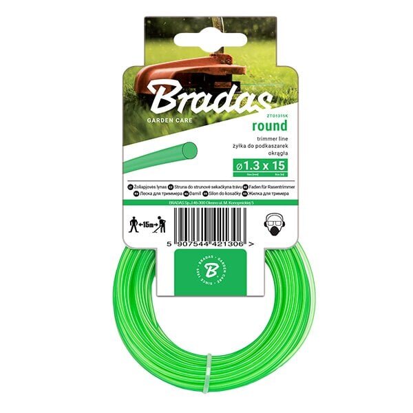 Trimmeri jõhv Bradas TRIMMER Round, 1,3mm x 15m цена и информация | Aiatööriistade lisatarvikud | kaup24.ee