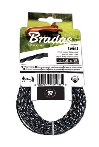 Trimmeri jõhv Bradas TWIST, 1,6mm x 15m hind ja info | Aiatööriistade lisatarvikud | kaup24.ee