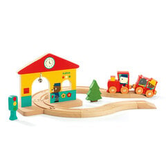 Puidust rollimäng - Väike rongijaam, DJECO DJ06389 hind ja info | Imikute mänguasjad | kaup24.ee